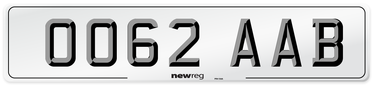 OO62 AAB Number Plate from New Reg